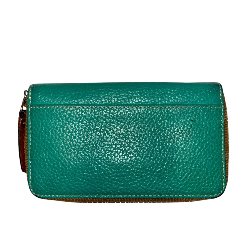 Dooney & Bourke Pebble Leather Zip around Y2k Wallet Teal Green Red Interior med - Picture 11 of 16